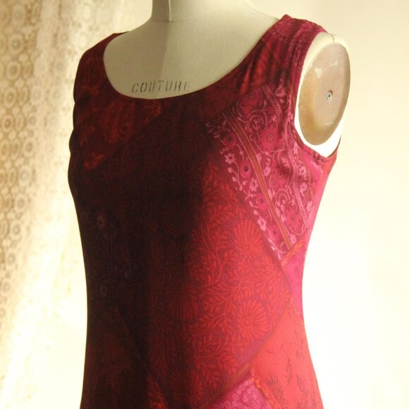 Vintage 1990s Dress, Jones New York Silk Burgundy Floral Print, Size 8 - Picture 8 of 12